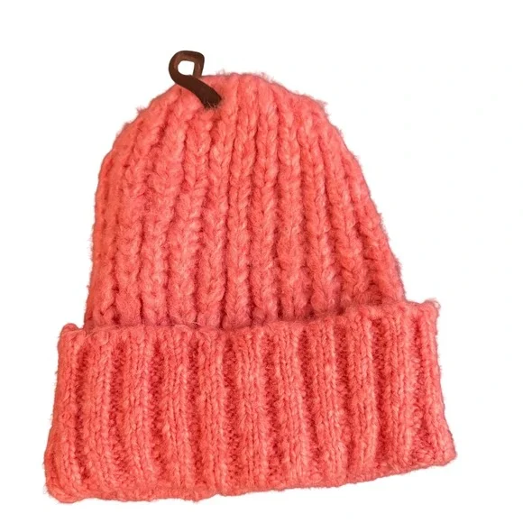 New York Company Pink Chunky Knit Ribbed Beanie‎ Hat Cozy Winter Warm - Picture 2 of 7